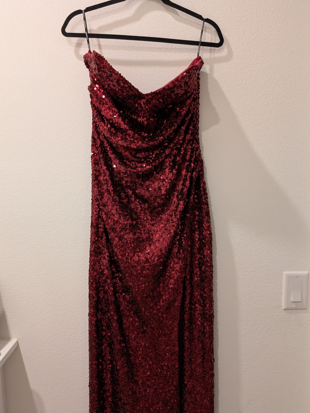 Womens Burgundy Sequin Slip Dress